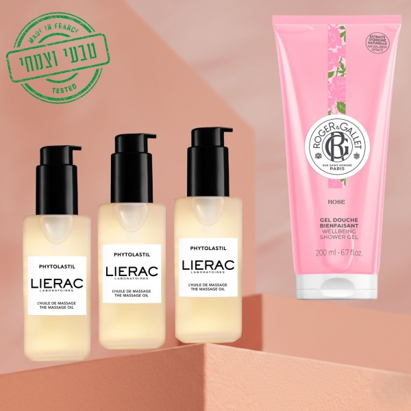  חבילת 3 יח' שמן עיסוי+ ג'ל רחצה בניחוח רוז רומנטי